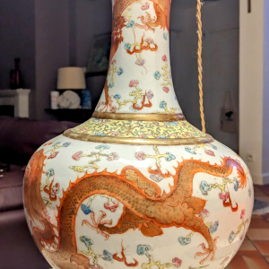 Vase chinois ancien monté en lampe