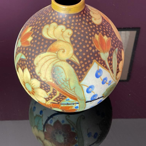 Lot 126  Charles CATTEAU (1880-1966) Pour BOCH FRÈRES KERAMIS Paire De Vases "Oiseaux"- 1934