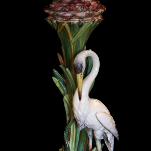 colonne cigogne et cache pot signés Delphin Massier