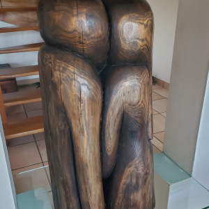Sculpture en bois de Wang Keping, 65x35x35 cm