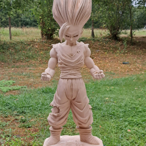 Statue en pierre de Terroux représentant un personnage, 1m