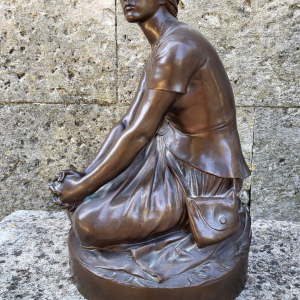 Jeanne d'Arc à Domrémy, bronze massif, Henri Chapu