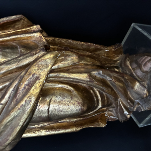 Grande statue en bois polychrome