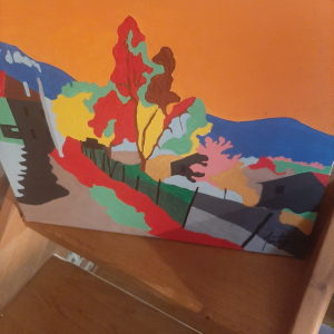 Tableau coloré paysage arbres sur toile