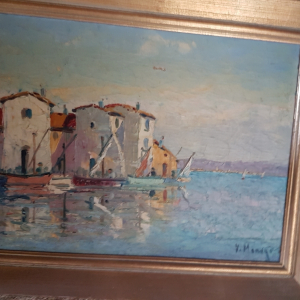 Peinture sur toile, 46x33 cm, signée V. Manago