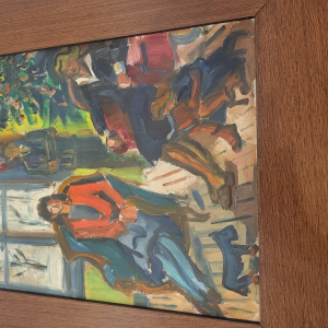 Noel au pied du sapin, huile de Hélène de Beauvoir