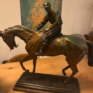 Grand cavalier d'Isodore Bonheur en bronze, sculpture équestre