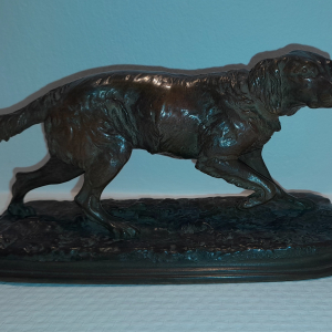 Bronze signé PJ MENE - chien sur socle décoratif