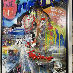 Tableau de Nelson Fabiano 1m x 1m, mix média coloré