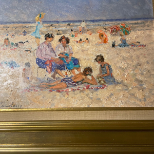 Peinture sur toile : Scène de plage à l'huile