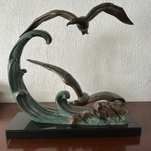 Bronze de Alexandre Ouline - 2 oiseaux sur la vague