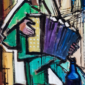 Toile signée Marcel Le Toiser intitulée 14 Juillet 1982