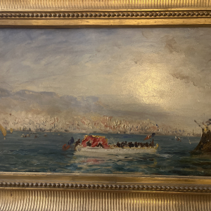 Peinture huile sur panneau de Félix Ziem avec cadre doré