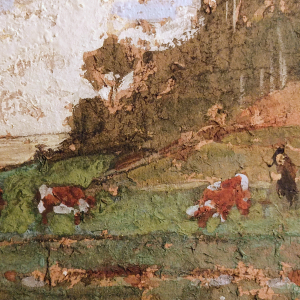 Peinture sur papier de Pierre Eugène Montezin, paysage paisible