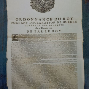 Grand placard royal imprimé 1703 Louis XIV - Déclaration de guerre