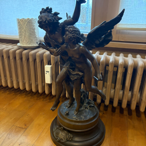 Sculpture Bronze Deux Figures, Ange et Femme 50cm