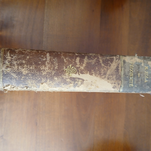 Livre ancien relié cuir dédicacé Émile Zola