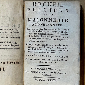 Recueil précieux de la Maçonnerie Adonhiramite, cuir plein veau