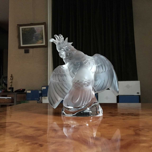 Sculptures en cristal Lalique : coq et bélier