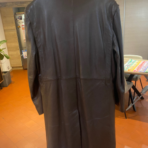 Manteau long en cuir Pierre Cardin Paris, doublure fourrure