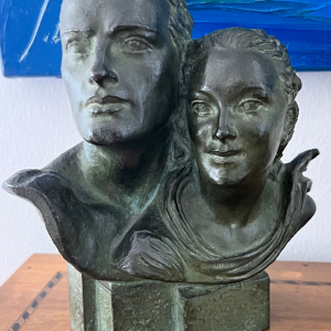 Buste double en bronze patiné, signé par Susse Frères Éditeurs