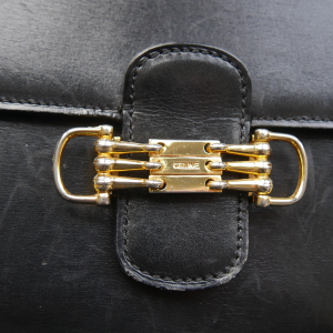 Sac CELINE vintage cuir noir et intérieur rouge 20x15x5