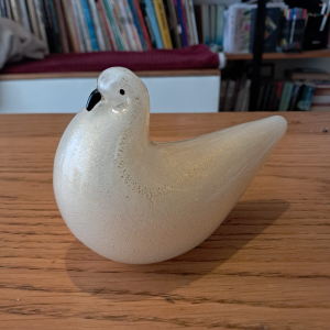 Colombe décorative en verre de Murano blanc et doré