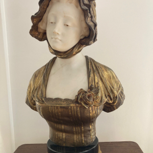 Buste statue A Gori en bronze et marbre hauteur 70 cm