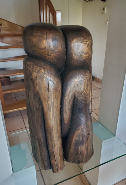 
															Sculpture en bois de Wang Keping, 65x35x35 cm
														
