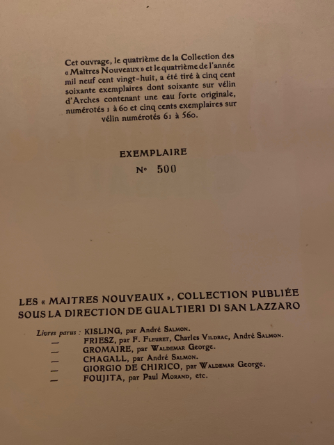 
															Livre ancien Chagall André Salmon 1928 tirage vélin 560
														