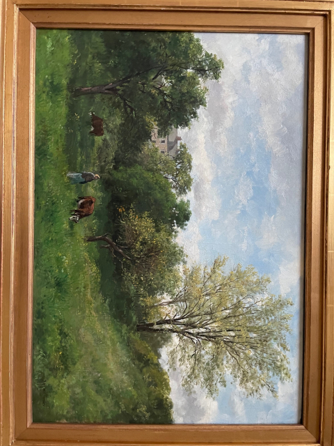 
															Tableau huile sur toile paysage animé signé Vernier
														