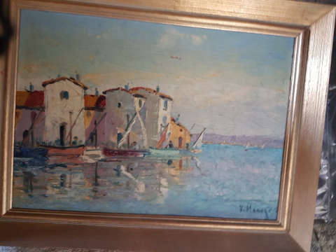 
															Peinture sur toile, 46x33 cm, signée V. Manago
														