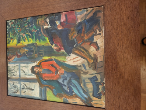 
															Noel au pied du sapin, huile de Hélène de Beauvoir
														