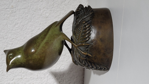 
															Bronze mésange huppée signée GALOYER
														