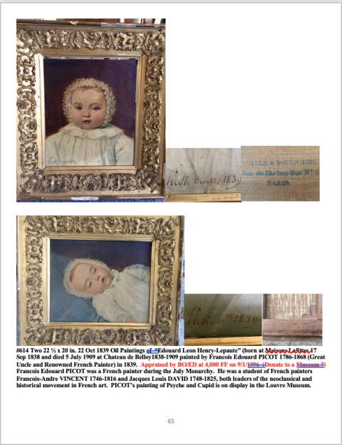 
															Deux portraits de Edouard Léon Henry-Lepaute bébé, signé Francois Edouard Picot, 1839
														