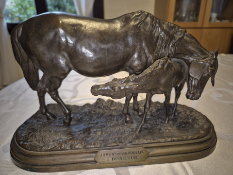 
															Sculpture bronze 'Jument et son poulain' I.Bonheur
														