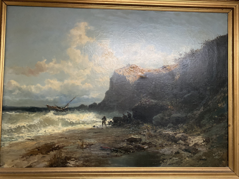 
															Toile Marine Alfred Godchaux signée, 62x92,5 cm
														