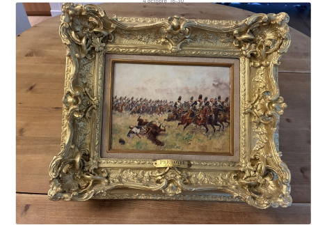 
															Tableau signé PERBOYRE La Charge, toile 22x16 cm
														