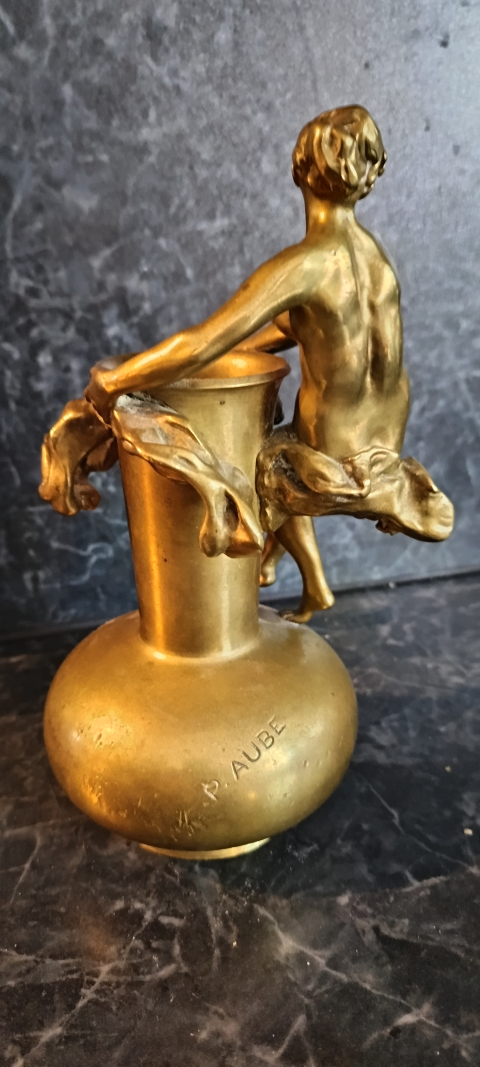 
															Sculpture vase bronze P.AUBE fonderie Thiebaut Freres
														