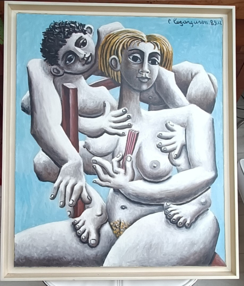 
															Tableau signé Lazerguren.
														