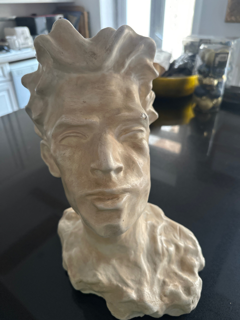 
															Sculpture plâtre autoportrait Bruno Catalano années 80
														