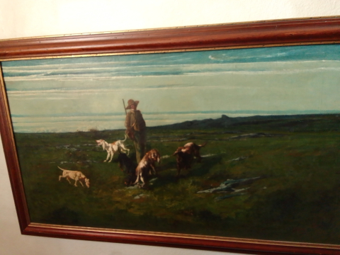 
															Fleury Chenu scène de chasse - peinture à l'huile 19ème siècle
														