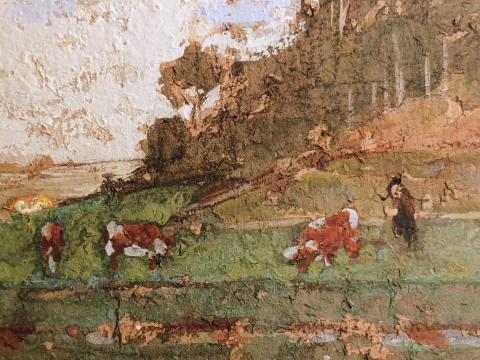 
															Peinture sur papier de Pierre Eugène Montezin, paysage paisible
														