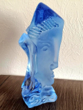 
													Sculpture Tête Gilles Chabrier en cristal Baccarat bleu
												