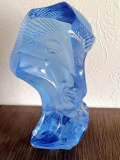 
													Sculpture Tête Gilles Chabrier en cristal Baccarat bleu
												