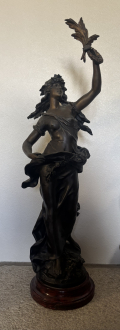 
													Statue La Récompense par A. Moreau, femme en robe 80cm
												