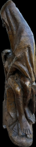 
													Sculpture en bois de la Pietà ancienne, détails usagés
												