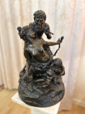 
													Bronze Clodion Faune, Femme et Enfants, H 50cm Diam 30cm
												