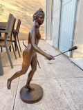 
													Statue Diane la Chasseresse en bronze signée Houdon
												