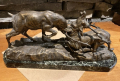 
													Sculpture bronze "Combat de cerfs" sur socle marbre
												